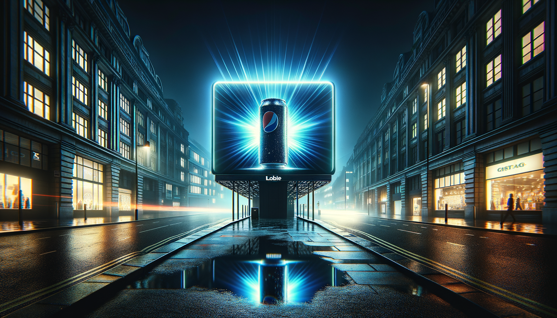 KOVA OOH billboard — urban London night photography